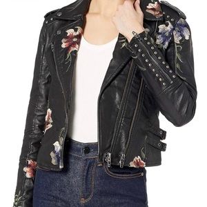 Blanknyc As You Wish Floral Embroidered Moto Jacket. Size Medium.